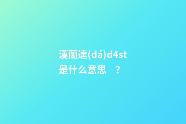 漢蘭達(dá)d4st是什么意思？